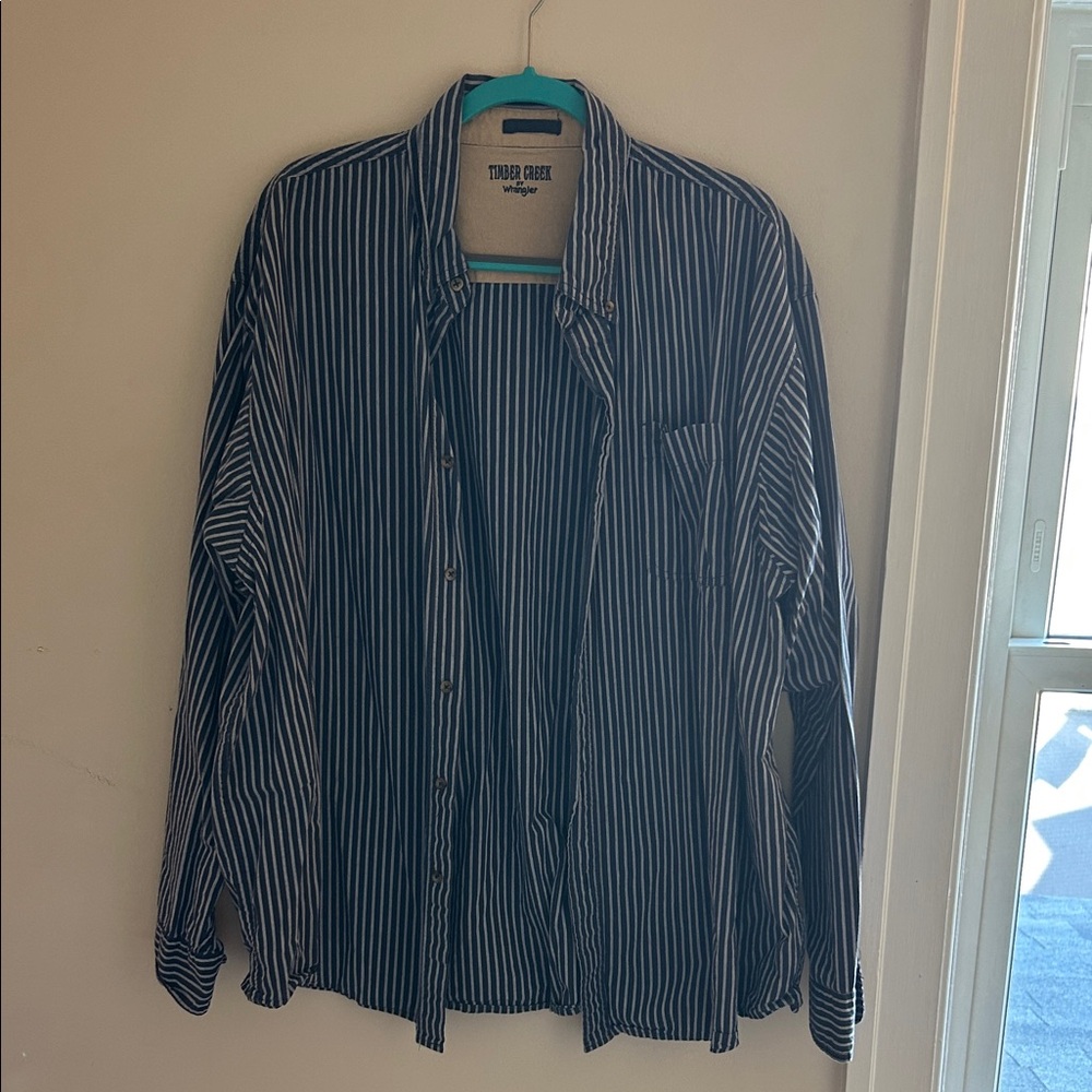 Wrangler Black and White Striped Shirt Jacket